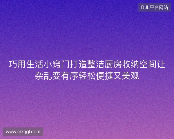 巧用生活小窍门打造整洁厨房收纳空间让杂乱变有序轻松便捷又美观